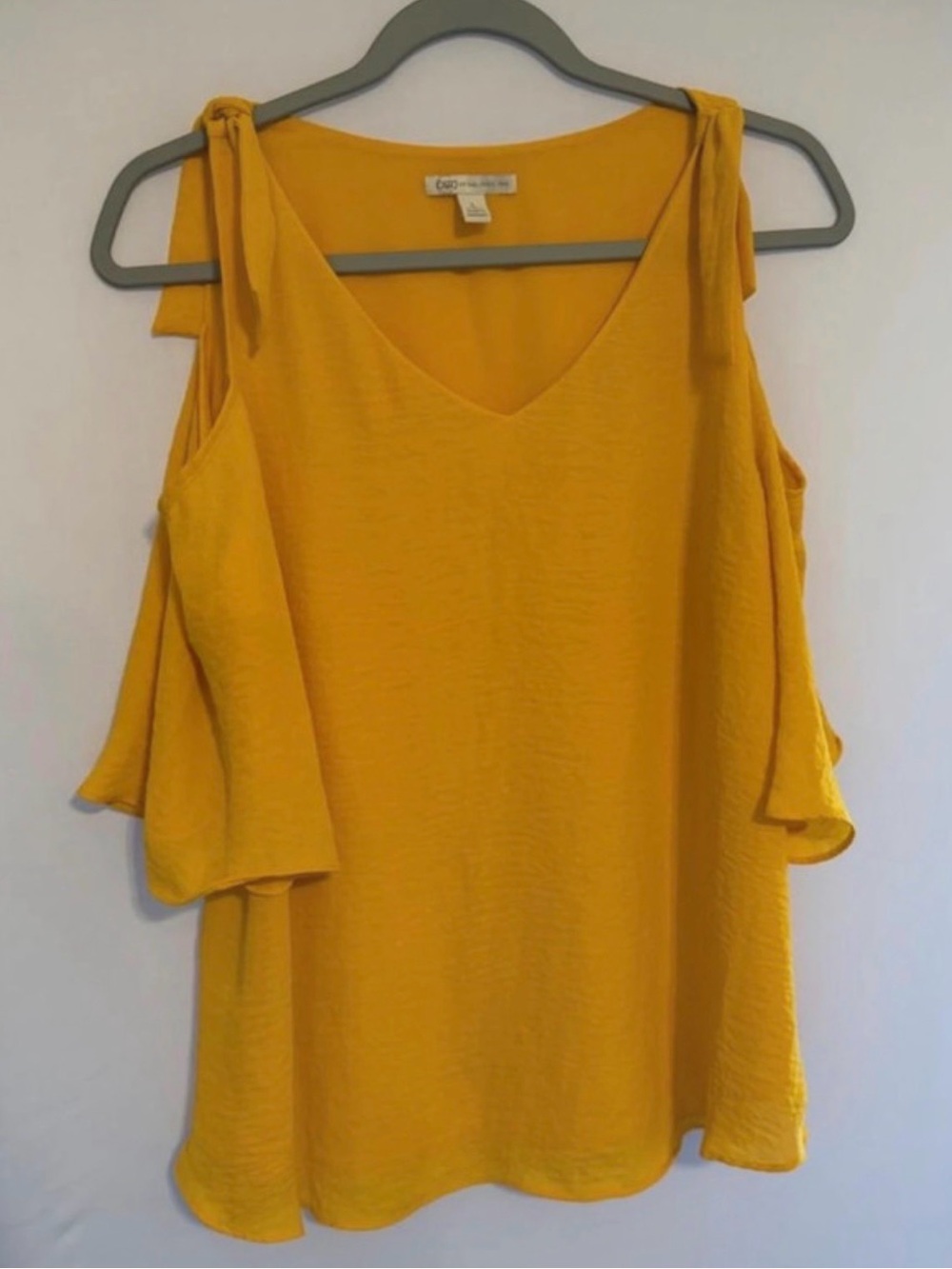 Cato Mustard Yellow Cold-Shoulder V-Neck Camisole